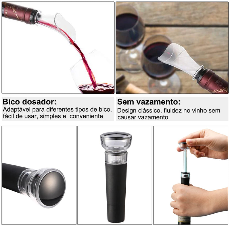Super abridor de Vinho de Conjunto Elétrico,com Saca-rolhas, Stopper, Pourer,4-em-1 Abridor de Vinho